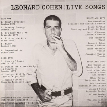 Leonard Cohen ‎– Live Songs LP